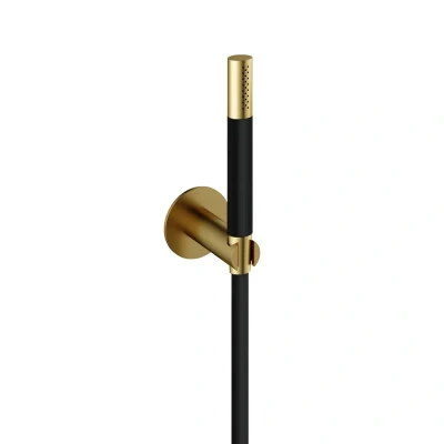 Afbeelding van HotBath Cobber M443 staafhanddouche met wandsteun en doucheslang 150cm messing Geborsteld PVD