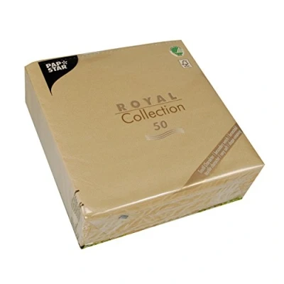 Afbeelding van PS Pak van 50 Premium Kwaliteit Linnen Feel Sand Servetten Royal Collection 1/4 Voud 40 CM x 4