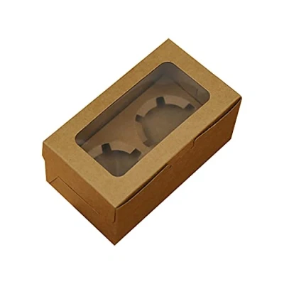 Afbeelding van cupcake box, 20 stuks muffinbox, muffinkarton, met observatievenster en uitneembare binnensteun, voor koekjes, cupcake, pastry packaging, muffin(2 gaten)