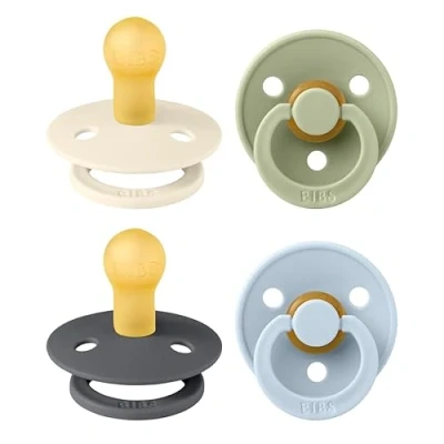 Afbeelding van BIBS Colour speen verpakking 4 stuks, BPA vrije fopspeen, Ronde speen. Natuurlijk rubberlatex, Geproduceerd in Denemarken/EU. Maat 1 (Verpakking stuks), Iron Mix