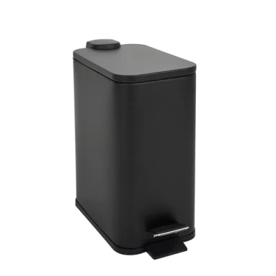 Afbeelding van SVITA ST5 Vuilnisemmer, pedaalemmer, afvalemmer, 5 l, badkamer, keuken, inclusief binnenemmer, pedaalmechanisme, softclose deksel, draaggreep, rechthoekig, zwart