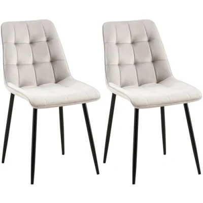 Afbeelding van CLP Gifford Set van 2 eetkamerstoelen klassiek zonder armleuning Velvet fluweel Fluweel/grijs