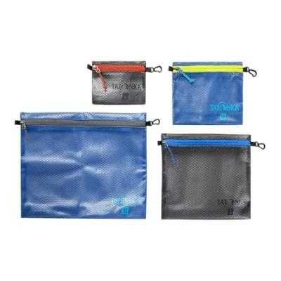 Afbeelding van Tatonka Zak met ritssluiting Zip Pouch platte opberg en documententas in verschillende maten als set doorzichtig, waterdicht robuust, blauw/zwart, (S, M, L, XL)