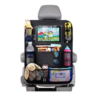 Afbeelding van BillyBath 1 stuk rugleuningbescherming auto kinderen met 10 inch iPad/tablettas, 600D Oxford stof, waterdichte autostoel, achterbank, organizer, autostoelbeschermer, rugleuning, zwart