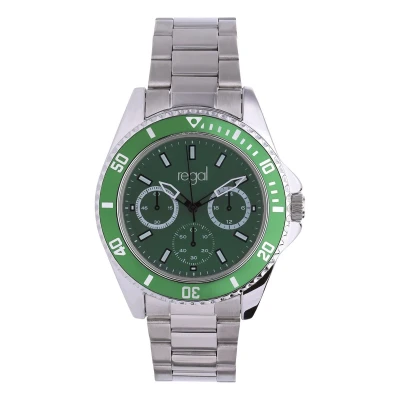 Afbeelding van Lucardi heren Regal Horloge staal met groene wijzeplaat Alloy Zilverkleurig 40.60 mm