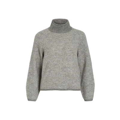 Afbeelding van Vilory High Neck L/S Knit Top Noos, Medium grijs (grey melange), XL
