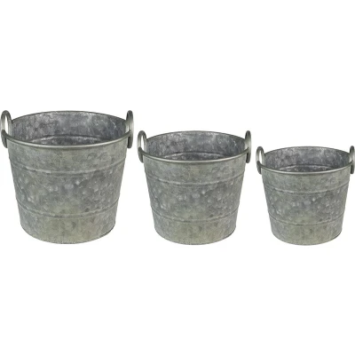 Afbeelding van Clayre &amp; Eef Planthouder Ø 32x25 cm Grijs Groen Metaal Rond Bloempot