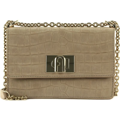 Afbeelding van FURLA Leren Schoudertas Avondtas 1927 Mini Crossbody 20 Greige Lichtbruin
