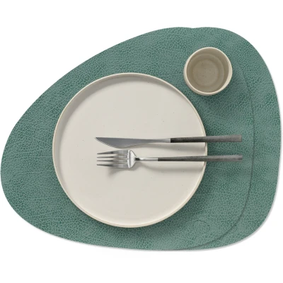 Afbeelding van LIND DNA Placemat/Onderleggers Hippo Leer Pastel Green Curved 44 x 37 cm 2 Stuks