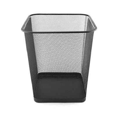 Afbeelding van D.RECT Prullenbak van draadvlechtwerk, afvalemmer, draademmer, kantoorafvalemmer, papieremmer, kantooremmer, mesh, vierkant, 18 liter, zwart