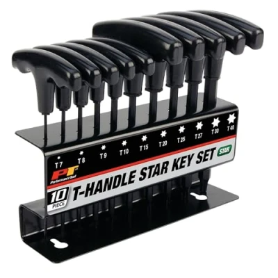 Afbeelding van PERFORMANCE TOOL W80276 Star T greep zeskantsleutelset, 10 delig, zwart