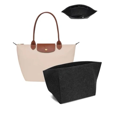 Afbeelding van Umiup Organizer voor Longchamp Bag Insert Tote Bags van Vilt Meerdere compartimenten Verdeler, Boodschappentassen (Donkergrijs, Medium 26x13x20cm)