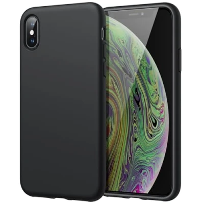 Afbeelding van JETech Silicone Case voor iPhone Xs Max 6,5 lnch, Zijdezacht Zacht Raak aan Volledige Lichaam Beschermend Hoesje, Schokbestendige met Microvezel Voering (Zwart)
