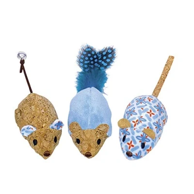 Afbeelding van Nobby Pluche muizen met catnip, blauw 12 cm, 1 verpakking (1 x 3 stuks)