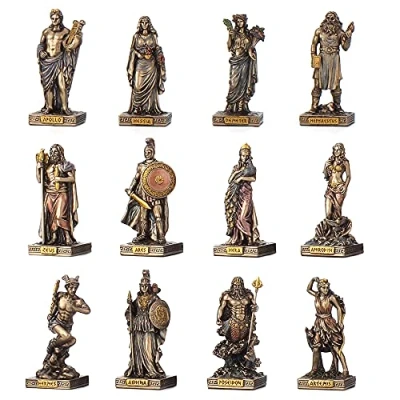 Afbeelding van Veronese Design Brons afgewerkt 12 Olympiërs Griekse Pantheon miniatuur standbeeld set