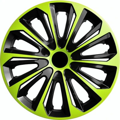 Afbeelding van NRM STRONG DUO Wieldoppen 14&quot; Set van 4 stuks / Kunststof Groen/zwart