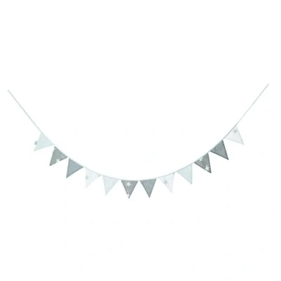 Afbeelding van Roba Bunting &#039;Little Stars&#039;, 12 vlaggen (2 m), lengte ketting 3 m, baby &amp; kinderkamer decoratie grijs/wit