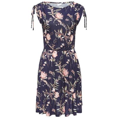 Afbeelding van Vivance Jerseyjurk met bloemenprint, losse zomerjurk, strandjurk