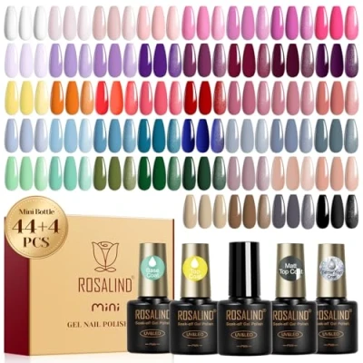 Afbeelding van ROSALIND UV nagellakset, 48 stuks, wit, roze, paars, rood, groen, blauw, gel nagellak