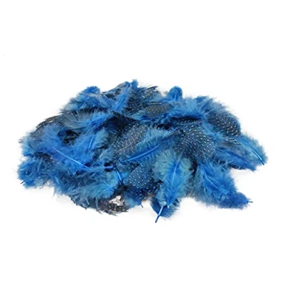 Afbeelding van Netuno 150 blauwe decoratieve vogel veren 6g parelhoen gestippelde natuur voor DIY Craft pasen kerst figuur maskers bruiloftsfeesten