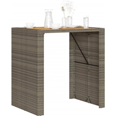 Afbeelding van Tuintafel met acaciahouten blad 105x80x110 cm poly rattan grijs