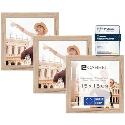 Afbeelding van CABBEL fotolijst 15x15 cm Natuurlijk 3 Pack Hoogwaardige voor wand &amp; tafeldecoratie Modern, duurzaam veelzijdig Perfect foto&#039;s kunstwerken