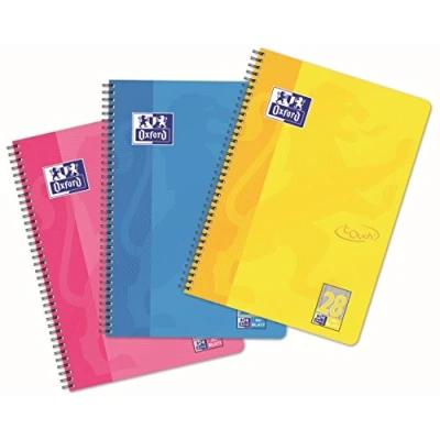Afbeelding van Oxford Touch Collegeblok A4 geruit, dubbele rand, 80 vellen, gesorteerd, 10 stuks