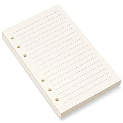 Afbeelding van Bidponds Filofax A6 gelinieerd papier navulling, 6 gaten navulpapier voor persoonlijke organizer, ringmappen, 80 vellen, 10,5 x 16,9 cm, beige (1)