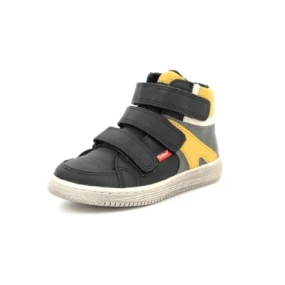 Afbeelding van Kickers Lohan Uniseks kindersneakers, Grijs Zwart Geel, 25 EU