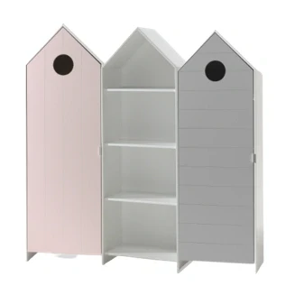 Afbeelding van Deze CASAMI combinatie bestaat uit 3 kasten: 2 kastjes met grijze en roze deur 1 open kast.