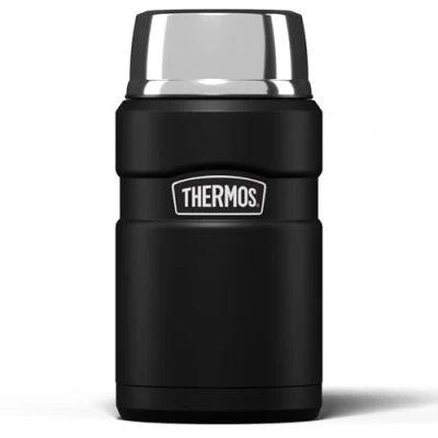 Afbeelding van Thermos Roestvrijstalen King voedselfles, inhoud 710 ml, slanke multifunctionele fles voor dagelijkse voedselbereiding duurzaam roestvrij staal met matzwarte afwerking ideaal maaltijden en