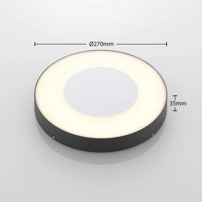 Afbeelding van Lucande LED plafondlamp 1licht polycarbonaat, drukgegoten aluminium H: 3.5 cm wit, donkergrijs Inclusief lichtbron