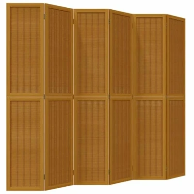 Afbeelding van Kamerscherm met 6 panelen massief paulowniahout bruin