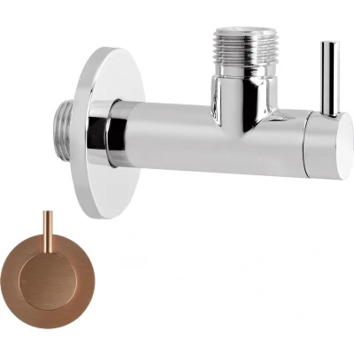 Afbeelding van HotBath Pal hoekstopkraan rond met filter 1/2&quot; Geborsteld Koper P2002BC