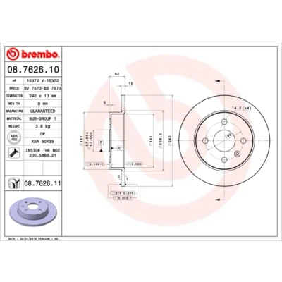 Afbeelding van Brembo Remschijf 08.7626.11