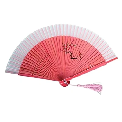 Afbeelding van Chinese Waaiers Vouwventilator Handwaaier Vintage Bamboe Opvouwbare Hand Fan Japanse Dame Zijde Dans Party Huwelijksgeschenken Handventilator Gevouwen Ventilator