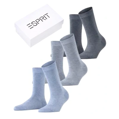 Afbeelding van Esprit Vrouwen Solid Mix 3 Pack Sokken ademend biologisch Katoen Lyocell Versterkte damessokken huidvriendelijk slijtvast enkelkleurig voor zakelijk alledaags Multipack Paren