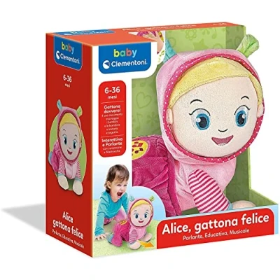 Afbeelding van Clementoni Alice Gattona e Canta, interactief sprekend pluche dier, liedjes en kinderreimspel kinderen 6 maanden, spugen eerste stappen, activiteitencentrum voor kruipen, Italiaans, meerkleurig,