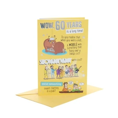 Afbeelding van UK Greetings 60e verjaardagskaart voor hem/vriend humoristisch ontwerp, multi, 149mm x 229mm