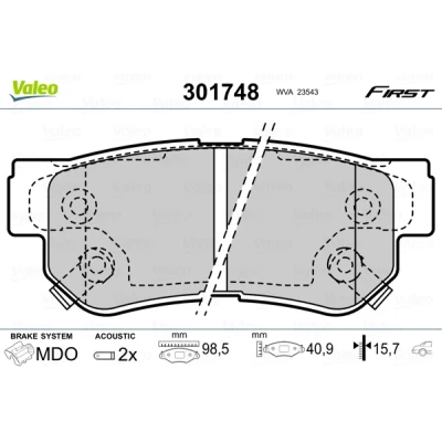Afbeelding van Valeo Remblokset 301748
