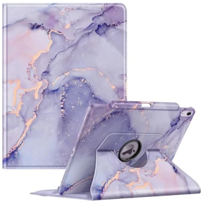 Afbeelding van FINTIE Roterende hoes compatibel met iPad Air 13&quot; (M2) 2024 [360 graden draaiend] Beschermhoes potloodhouder, automatisch slapen/waken, lila marmer