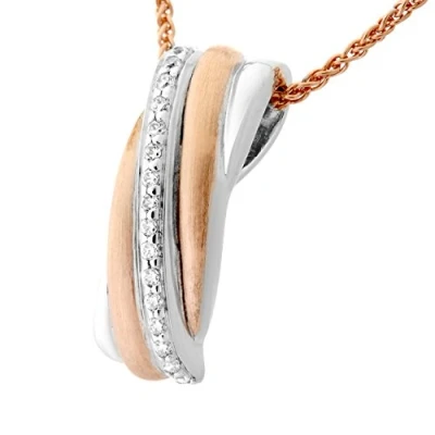 Afbeelding van Orphelia ZH 7118 PENDANT WITH CHAIN RECTANGLE SILVER AND ROSEGOLD PLATED 925 zilver 45 cm