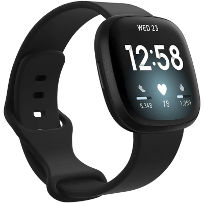 Afbeelding van Siliconen bandje voor de Fitbit Versa 4 / 3 Sense (2) Zwart iMoshion En TPU (zacht)