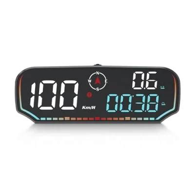 Afbeelding van AMROOLOO GPS snelheidsmeter, auto head up display, KM/H en MPH, digitale snelheidsmeter met snelheidsherinnering vermoeidheid rijherinnering, geschikt voor alle auto&#039;s