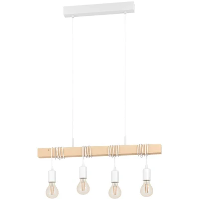 Afbeelding van EGLO Townshend Hanglamp   E27   70 cm   Wit/Bruin