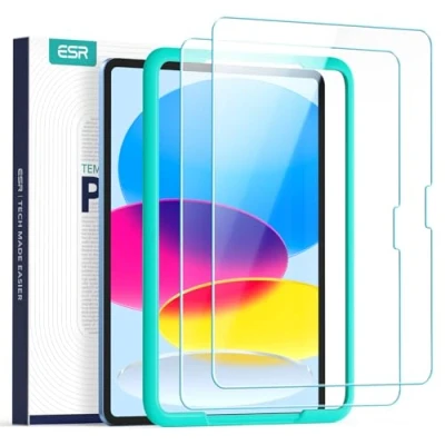 Afbeelding van ESR Beschermfolie voor iPad 10 Generation Protector (2022), folie, ultrahard gehard glas met uitlijningsframe, krasbestendig, HD helderheid, zonder luchtbellen, 2 stuks
