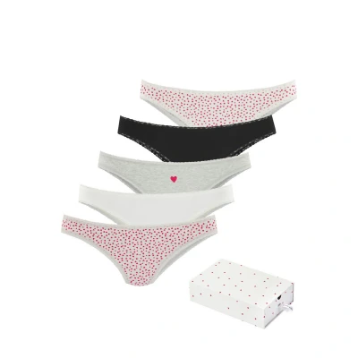 Afbeelding van Lascana Brazilian slip met schattige hartjesprints en van elastische katoenkwaliteit (Set 5)