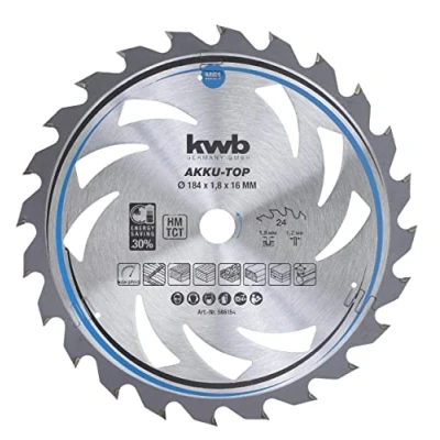 Afbeelding van kwb 586154 Hardmetaal cirkelzaagblad 184 x 16 1.2 Aantal tanden: 24 1 stuk(s)