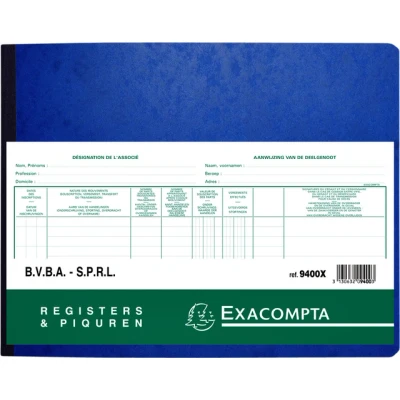 Afbeelding van Exacompta aandeelhouders, ft 24 x 32 cm, tweetalig, voor BVBA bedrijfsformulieren
