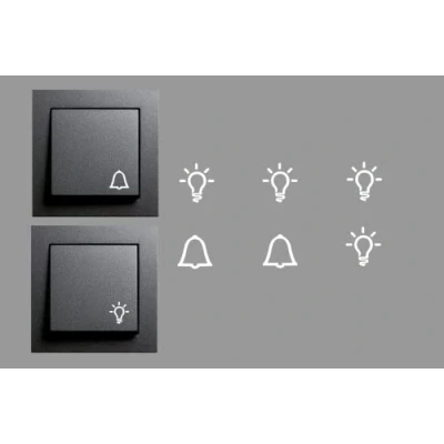 Afbeelding van Schakelstickerset met 4 licht en 2 belstickers in wit universele Smart Home schakelaar sticker (RP29/2) (10 mm)
